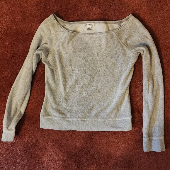 Express Terry/Velour Cropped Off-Shoulder Top, S - Picture 1 of 2